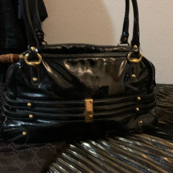 Auth. Gucci Patent Leather Horsebit Handbag - Picture 3 of 8